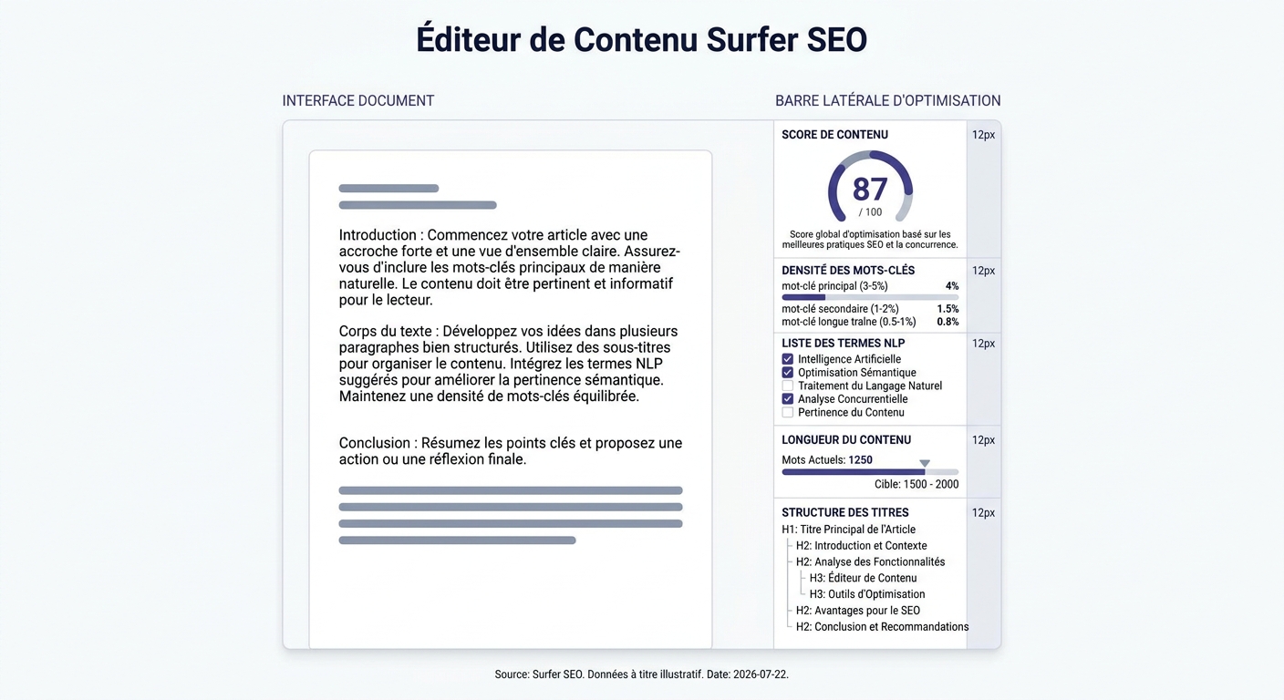 Anatomie de l'éditeur de contenu Surfer SEO