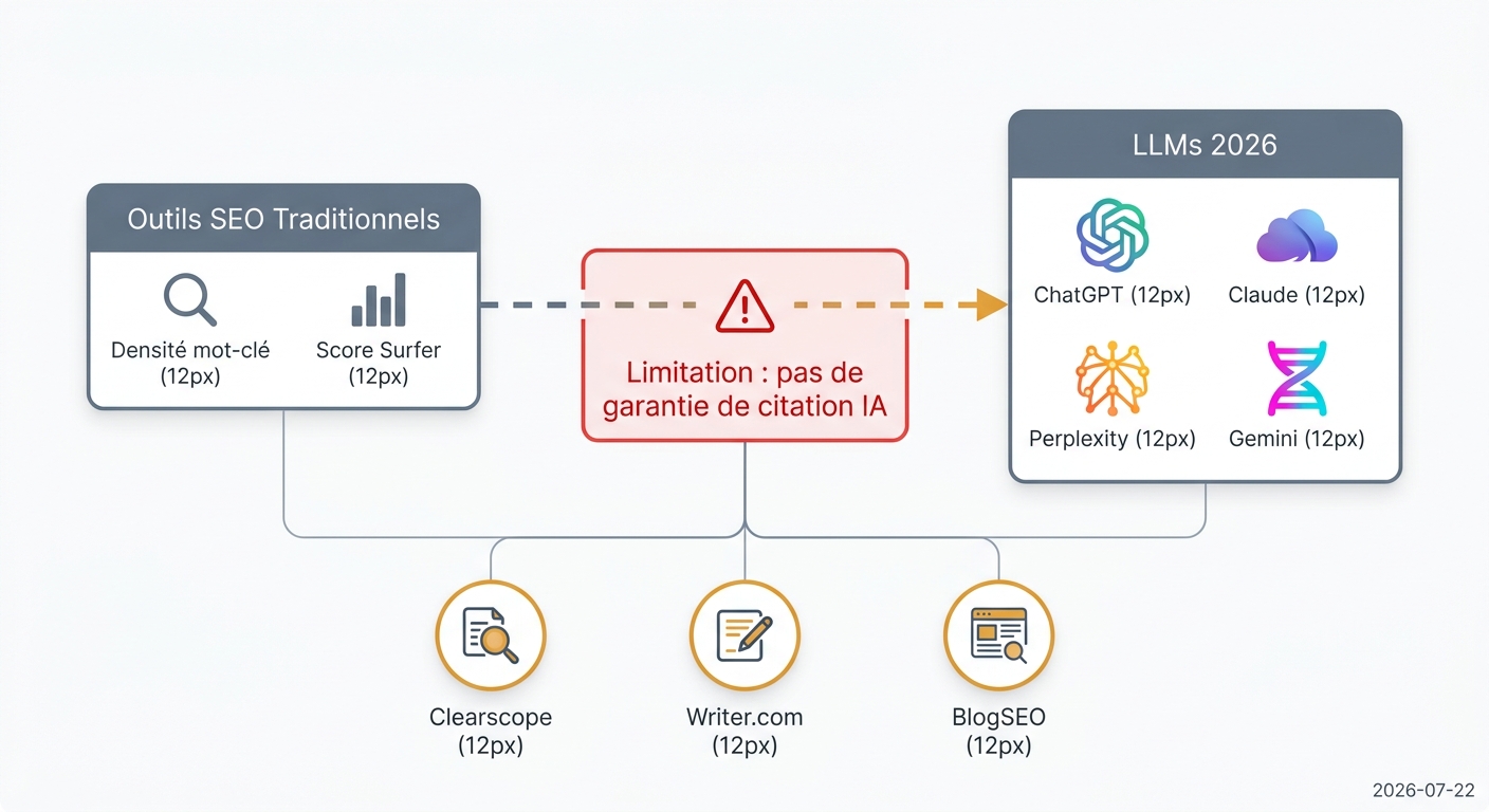 Limitations des outils SEO traditionnels face aux LLMs en 2026