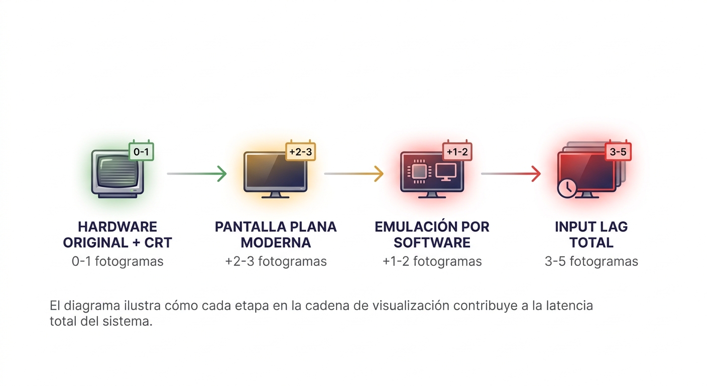 Diagrama de pipeline de latencia: del hardware original a la pantalla moderna