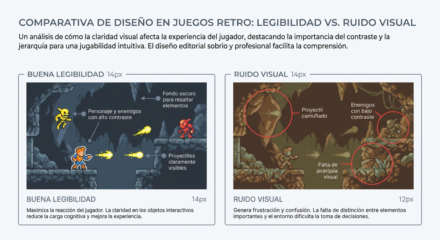 Comparativa de legibilidad visual en juegos de 8 y 16 bits