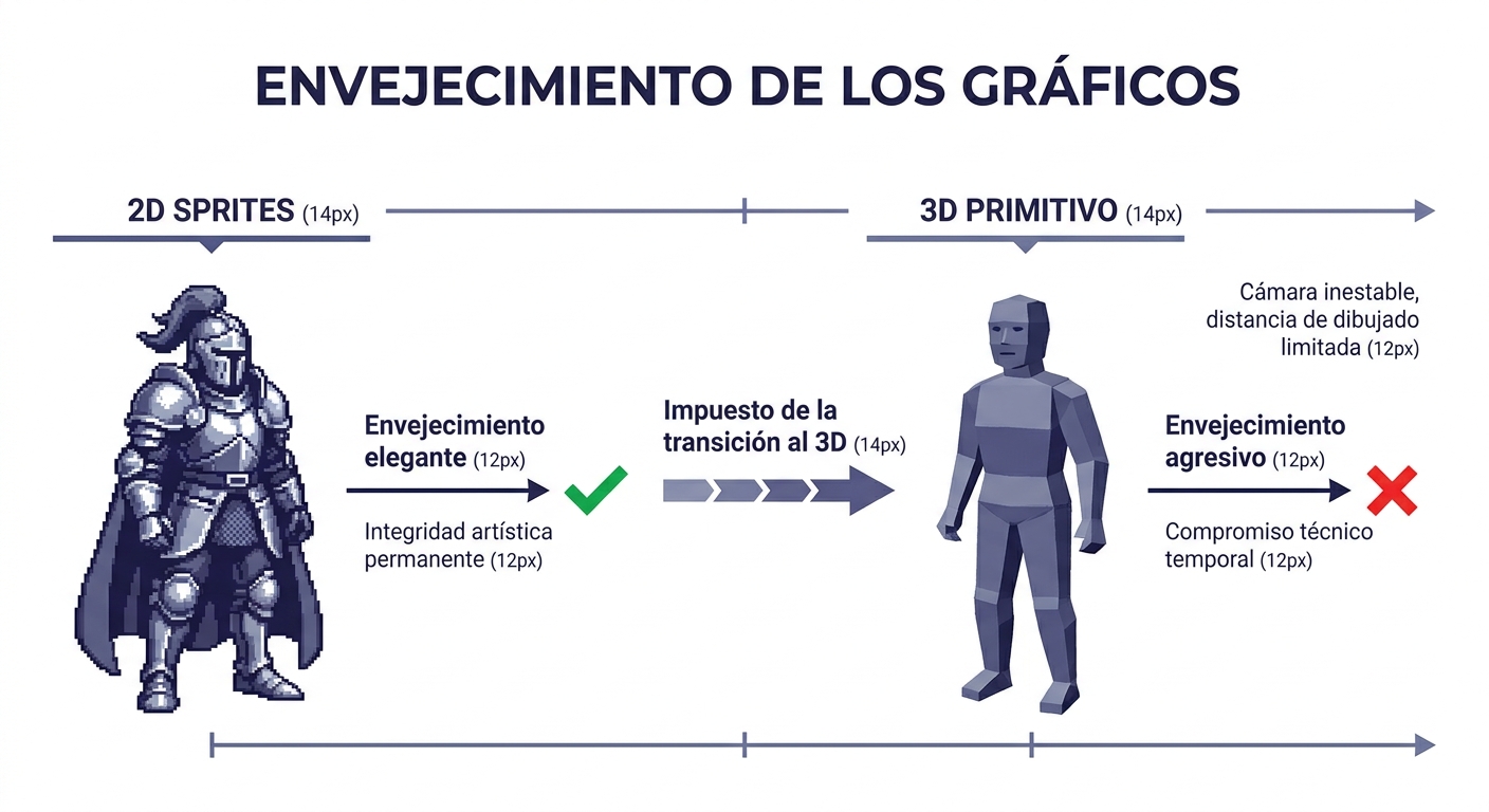 Comparativa del envejecimiento gráfico: 2D vs 3D primitivo