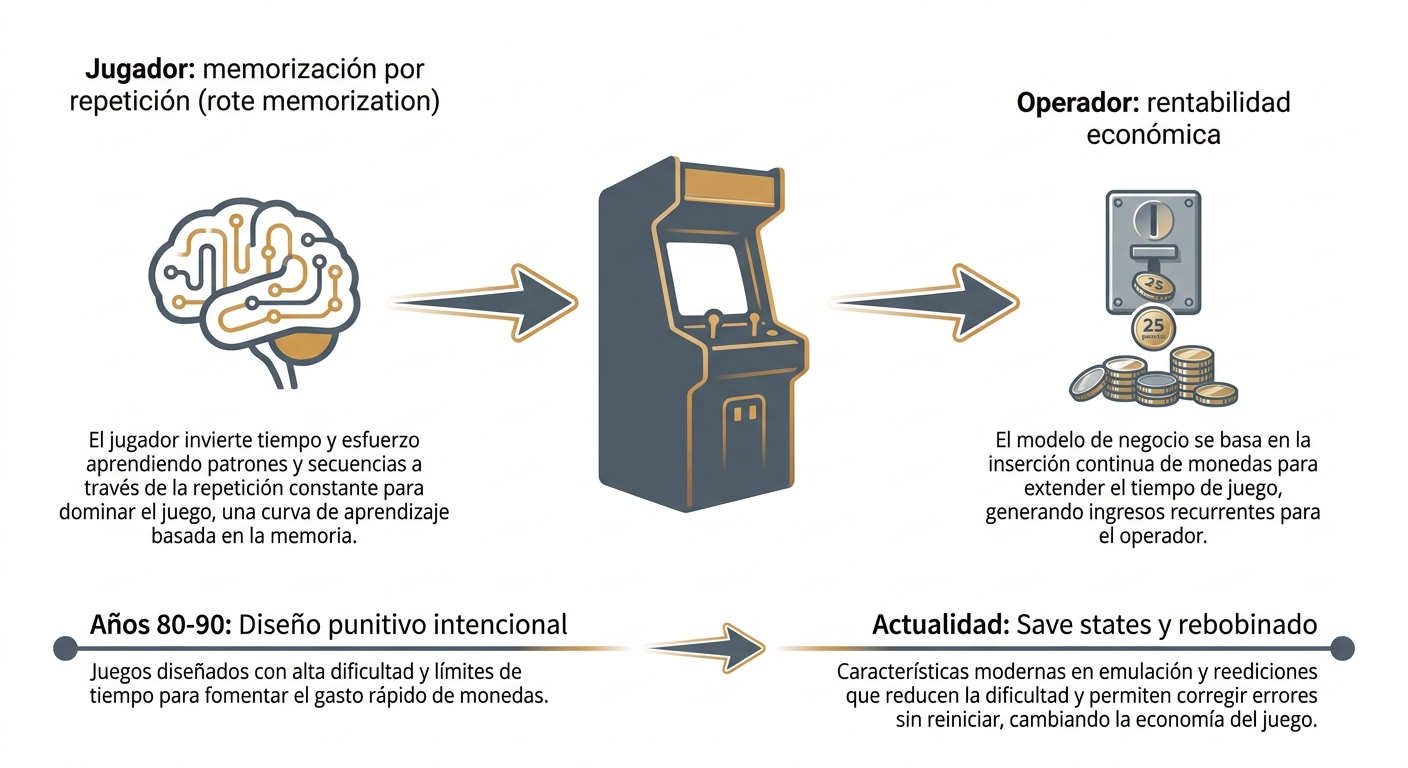 Infografía del modelo económico de diseño arcade clásico
