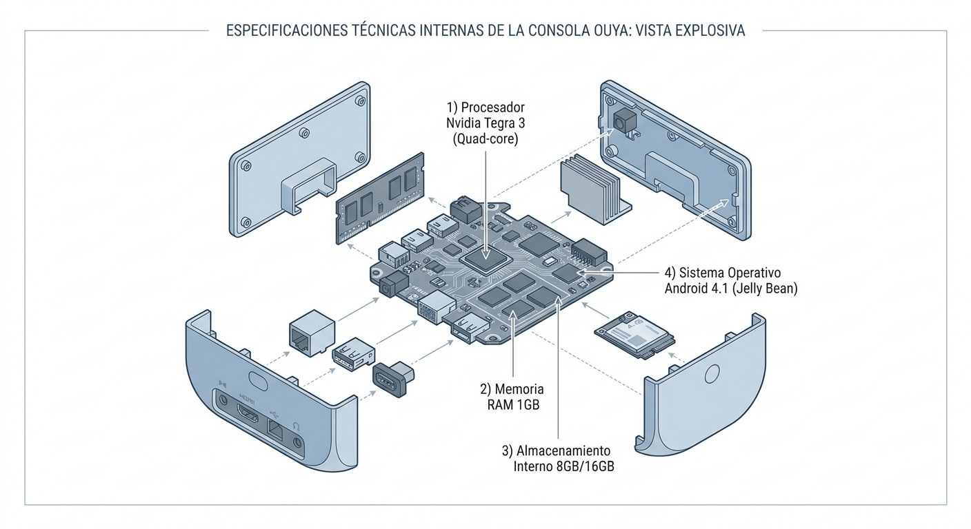 Diagrama de componentes internos de la consola Ouya.