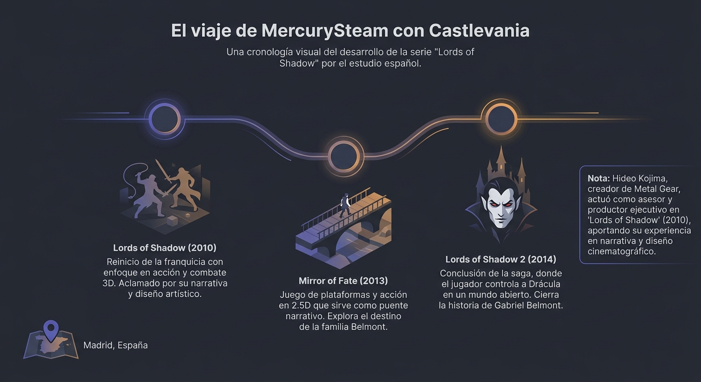 Línea de tiempo de la trilogía Lords of Shadow desarrollada por MercurySteam en Madrid