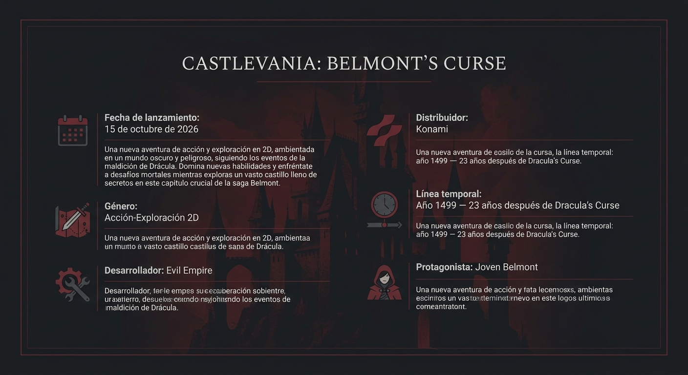 Ficha técnica del próximo Castlevania: Belmont's Curse (2026)