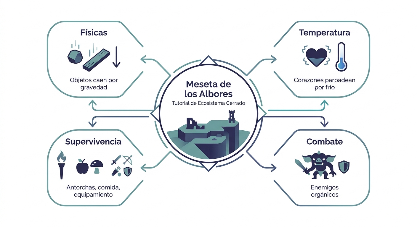 Diagrama del ecosistema cerrado tutorial de la Meseta de los Albores en Breath of the Wild