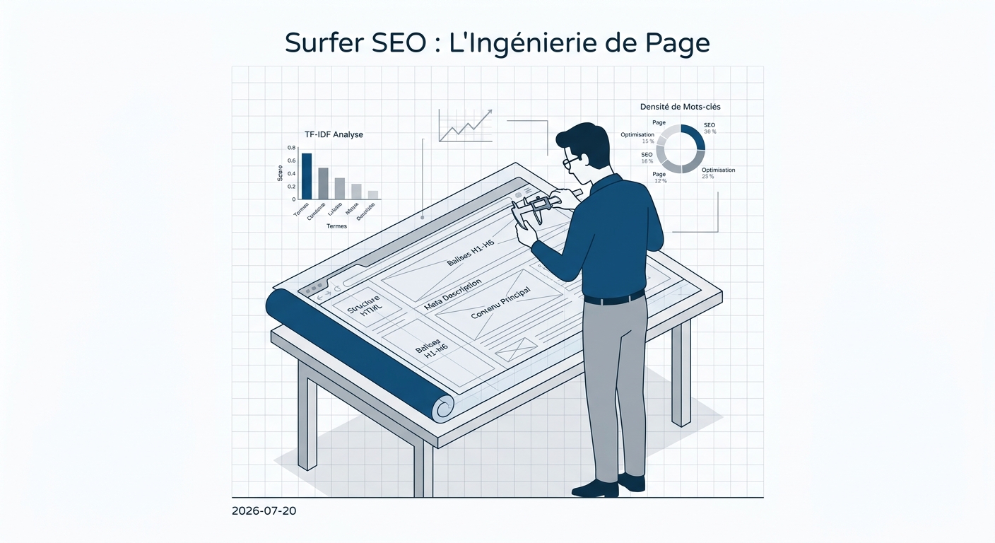 Illustration du rôle de Surfer SEO : l'ingénierie et l'optimisation technique de page.