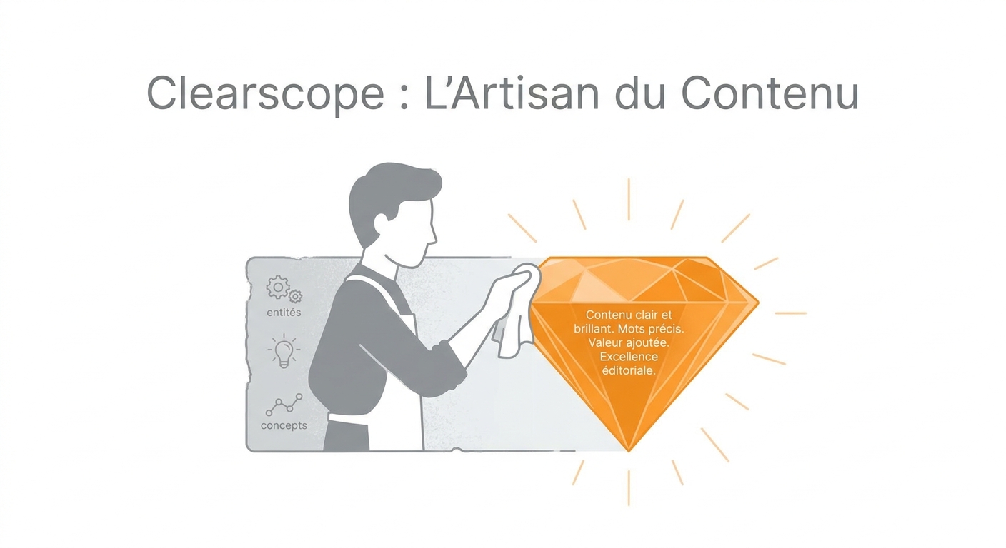 Illustration du rôle de Clearscope : l'artisanat du contenu pour une qualité sémantique supérieure.
