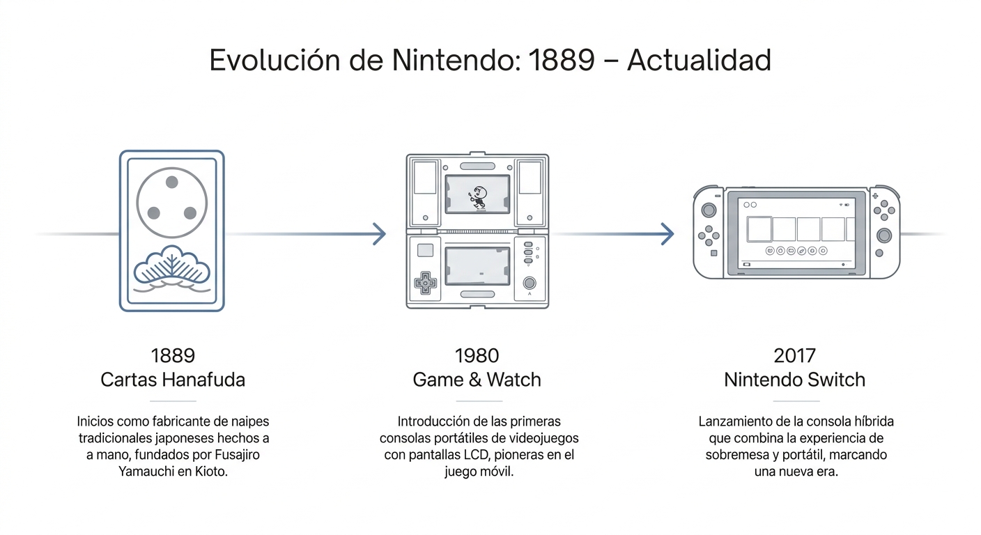 Infografía de la evolución de Nintendo desde 1889 hasta 2017