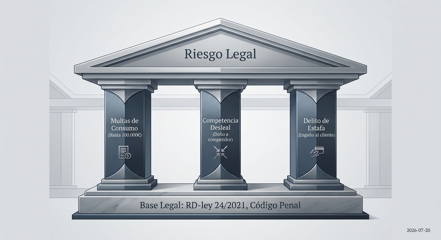 Los tres pilares del riesgo legal por manipulación de reseñas.