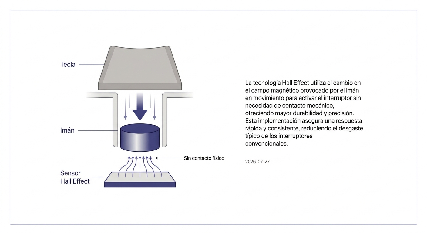 Diagrama de funcionamiento de un switch magnético Hall Effect