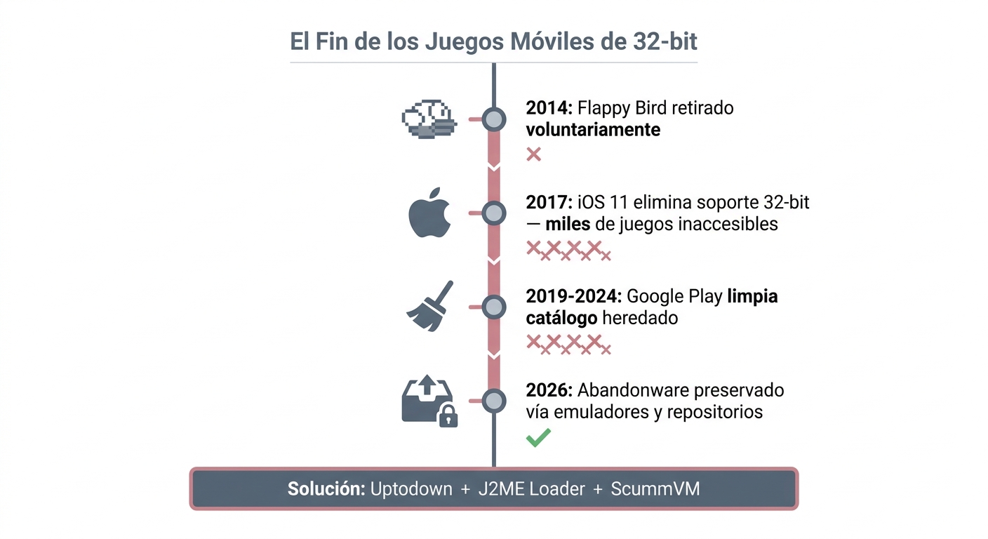 Línea de tiempo de la purga de aplicaciones de 32 bits y soluciones de preservación