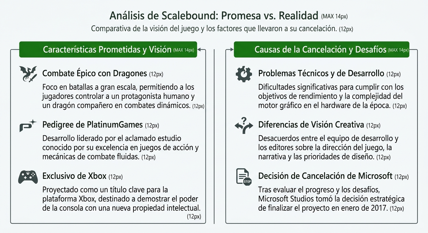 Infografía comparativa sobre Scalebound y los motivos de su cancelación