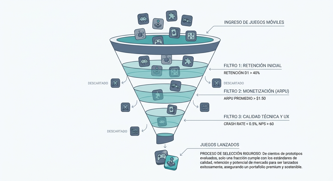 Diagrama del filtro de calidad de Supercell para juegos móviles