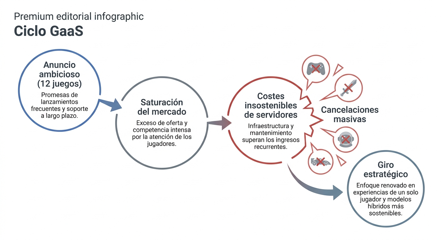 Infografía sobre el estallido de la burbuja de los Juegos como Servicio