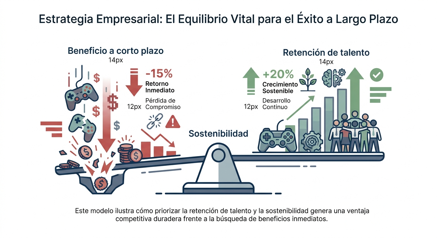 Infografía comparativa: beneficio a corto plazo vs. retención de talento