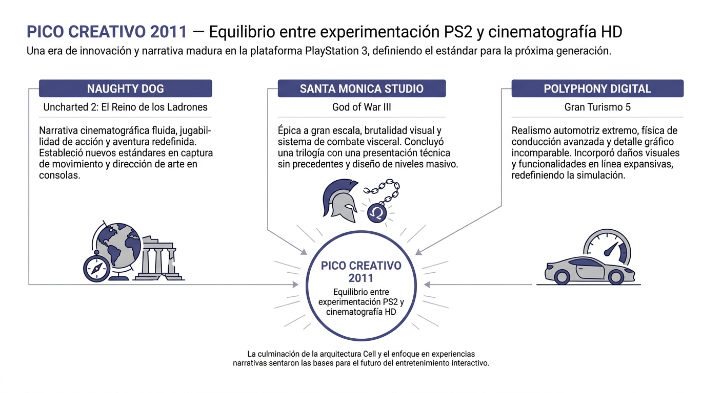 Infografía del pico creativo de PS3 con sus estudios internos clave