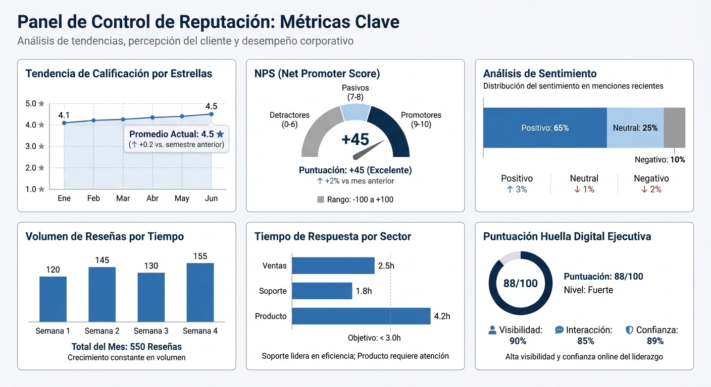 Mockup del dashboard de reputación definitivo con KPIs integrados